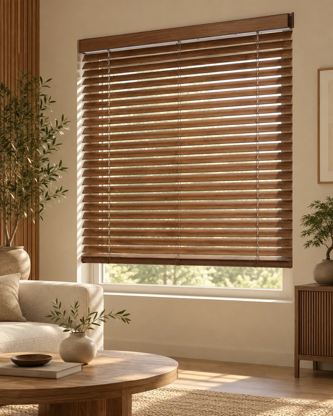 Faux-wood polymer blinds
