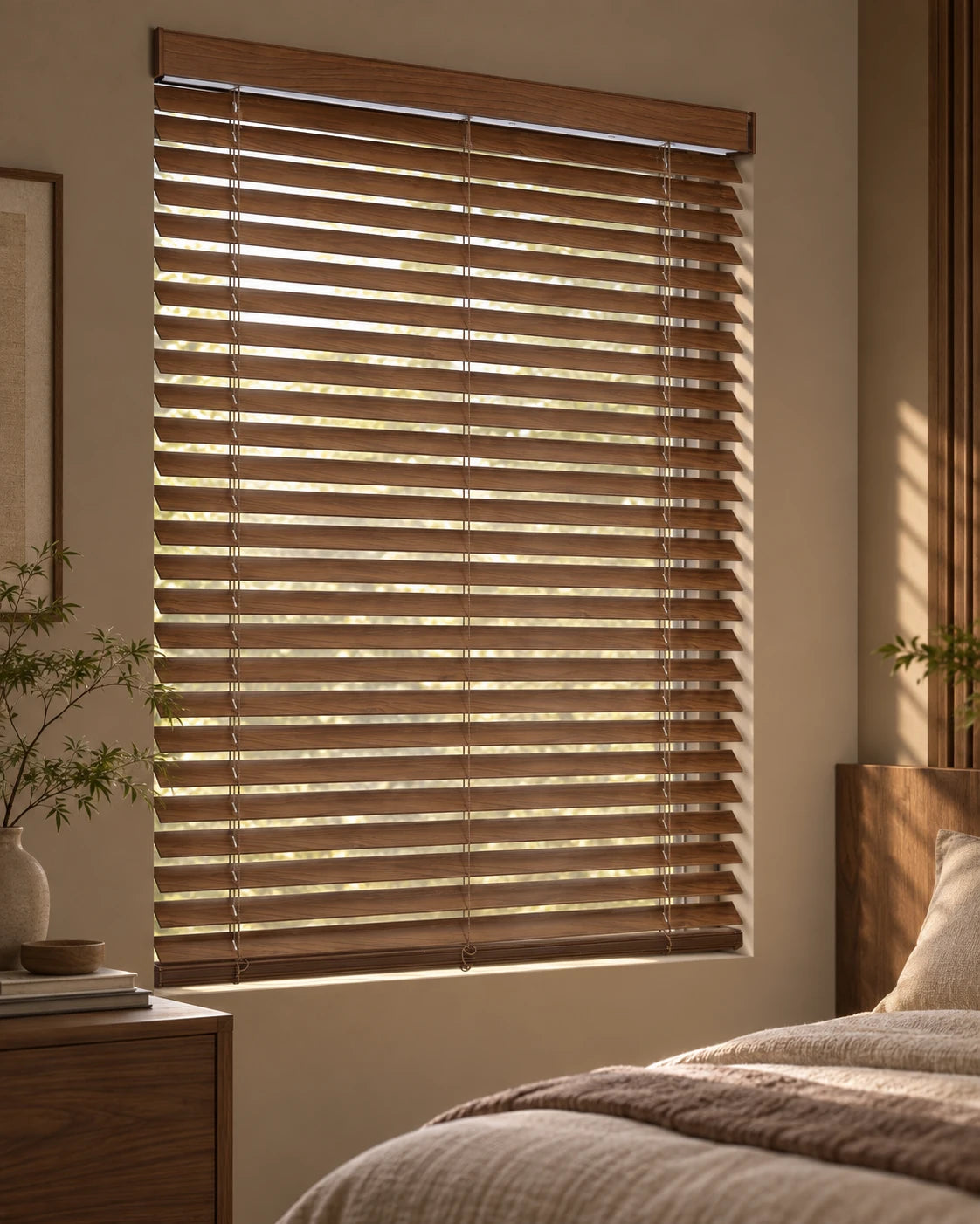 Faux-wood polymer blinds · Alternate interior view