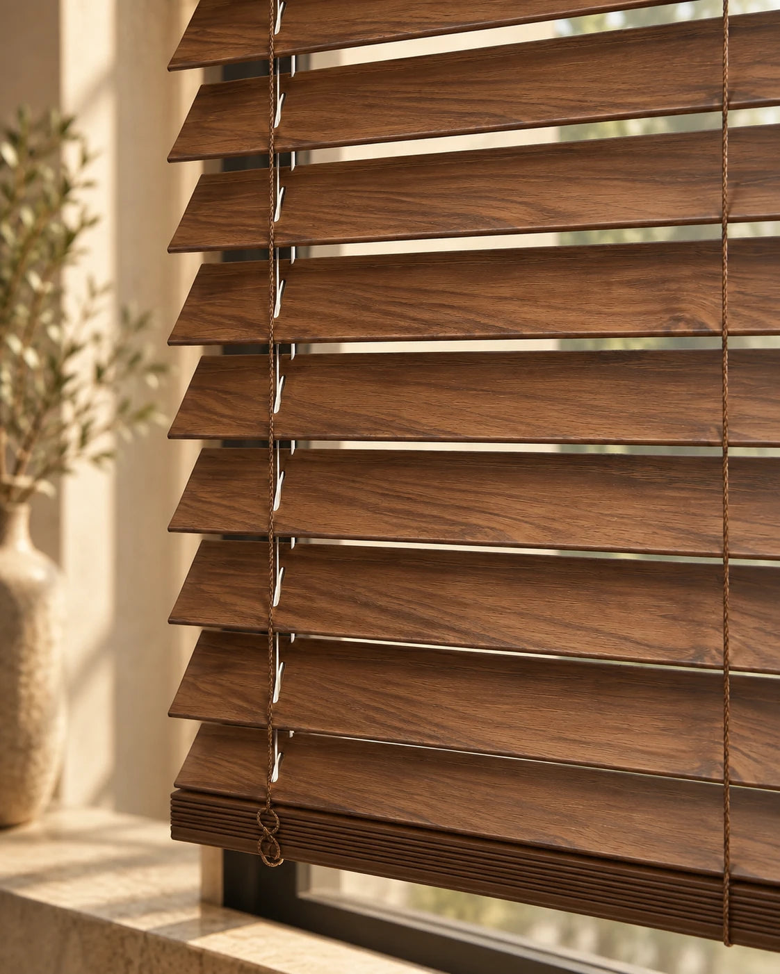 Faux-wood polymer blinds · Slat detail