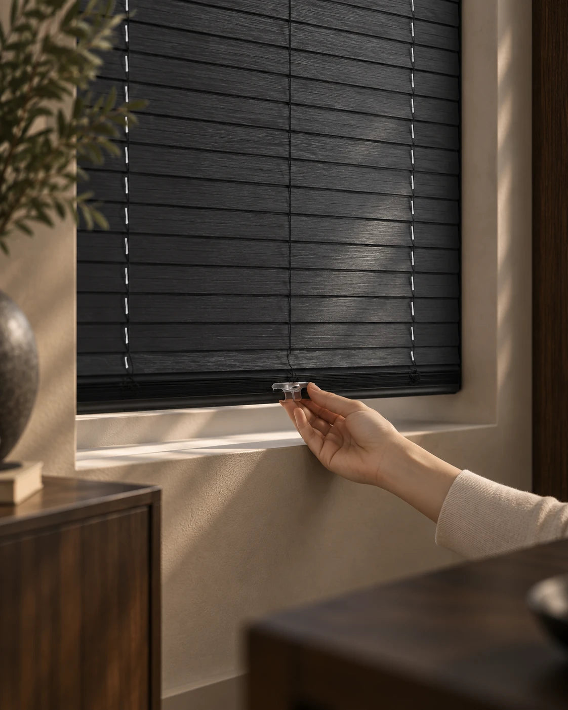 Polymer blinds · Bottom rail and control detail