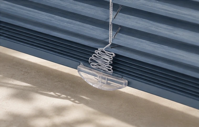 S-profile polymer blinds · Bottom rail and control detail