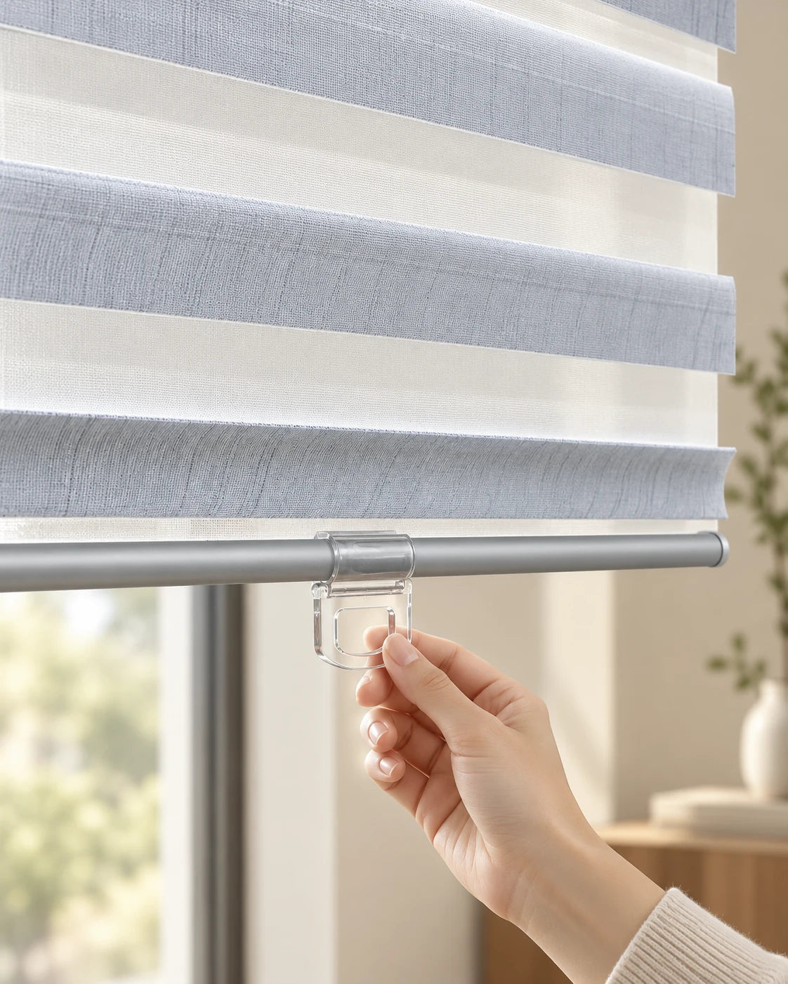 Sheer vane shade · Bottom rail and control detail